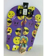 Royal Deluxe Accessories Purple Emojis Designed Kids Flip Flops Sz: L 3/4 - £7.96 GBP