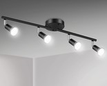 Led 4 Light Track Lighting Kit, Black 4 Way Ceiling Spot Lighting, Flexi... - $61.99