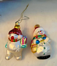 2 ornaments - Fitz Floyd Snowman Christmas Tree Ornament and UT Snowman - £15.18 GBP