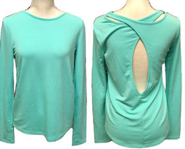 Victoria’s Secret VSX SPORT Long Sleeve Top Keyhole Cutout Open Back XS Seafoam - $16.63