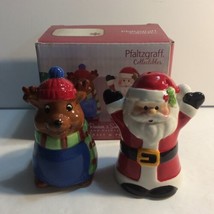 Pfaltzgraff Christmas Santa Claus &amp; Reindeer Salt &amp; Pepper Shaker Set Nib - $12.16
