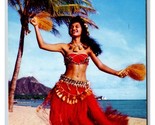 Tahitian Dancing Hula Dancer Waikiki Hawaii HI Chrome Postcard W18 - $3.91