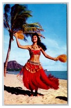 Tahitian Dancing Hula Dancer Waikiki Hawaii HI Chrome Postcard W18 - £3.06 GBP