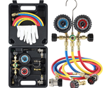 Diagnostic Manifold Gauge Set with 5FT Hose, Couplers Puncture and Self ... - £84.51 GBP