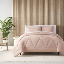 3-Piece Pink Reversible Easy Care Comforter Set, Full/Queen - £33.77 GBP