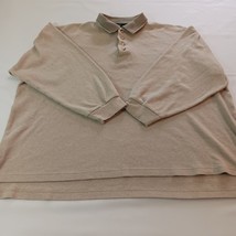 R&amp;R Casual Men&#39;s Beige/Tan Cotton Polo Shirt Long Sleeve Size Large RN92608 - $242.28 MXN