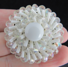 vintage brooch 1950&#39;s WEST GERMANY pin WHITE - $21.49