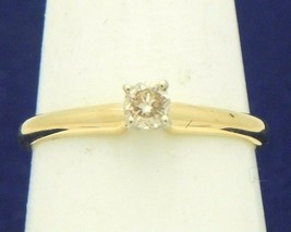 1/7 ct Diamond Solitaire Engagement Ring REAL Solid 14 K Gold 1.8 g Size 7.5 - £157.15 GBP