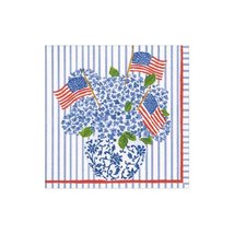 Caspari Flags and Hydrangeas Paper Guest Towel Napkins, Four Packs of 15 - £26.47 GBP