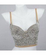 Rave Burning Man Festival Rhinestones Embellished Bustier Corset Top Bra - $48.00