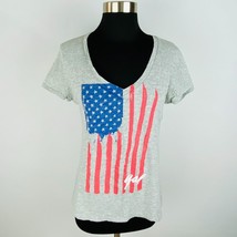 Gap Womens Medium M Gray Patriotic Flag Short Sleeve V-Neck T-Shirt - £11.05 GBP