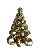 Avon Christmas Tree Brooch Pin Gold Tone Rhinestone Star Holiday Signed ... - £13.37 GBP