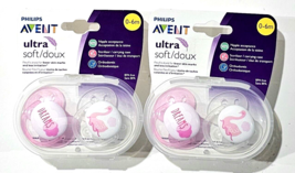 2 Packs Of 2 Philips Avent Ultra Soft 0-6m Pink Pacifier - £23.76 GBP