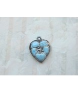 Vintage Sterling silver enameled puffy heart charm-ARTIC BLUE - $27.00