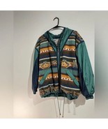 Vintage 90s East West Aztec Print Bomber Jacket – Men’s Medium Retro Win... - $25.40 CAD