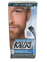Just For Men Easy Brush In Mustache &amp; Beard Color Light Brown M-25 Three Pack - £32.63 GBP