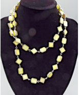 Charming Charlie Silver tone Moon Stone Art Deco Single Strand Necklace 38&quot; - $13.73 CAD