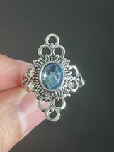 Imitation Blue Crystal Silver Plated Woman Statement Ring Size 7.5 - $6.93