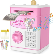 ATM Unicorn Piggy Bank for Boys Girls, Electronic Money Bank with Stickers, Kids - £24.50 GBP