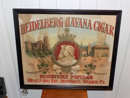 Vintage Heidelberg Havana Cigar Cardboard Advertisement Framed!. - $4,102.05 MXN