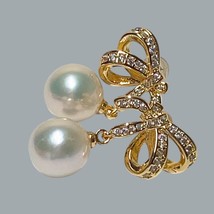 Fascinating 10- 10.5mm Natural White Round Edison Cultured Pearl Dangle Earrings - $123.75