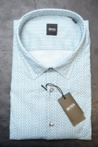 HUGO BOSS Hommes Lukas Turq / Aqua Plaid Coton Affaire Décontracté Chemise Grand - £46.99 GBP