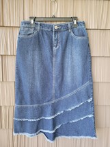 Christopher &amp; Banks Blue Denim Jean Midi Skirt Woman Sz 10P Petite Pocke... - $358.69 MXN