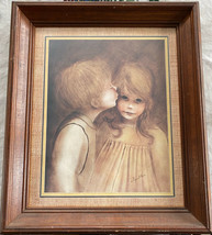 HOMCO Vintage Framed &quot;First Kiss&quot; Print By Margaret Kane Young Boy &amp; Young Girl - £23.49 GBP