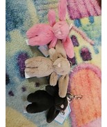 Jellycat Bashful Bunny Bag Charm Lot Of 3 Nwt Pink Beige Inky - $162.41 CAD