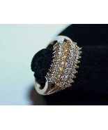 14K 25 Diamond Band Ring 3 Row Pyramid Bypass Size 5.75 Yellow Gold - $12,249.78 MXN