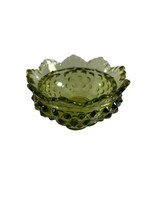 Vintage Fenton Green Hobnail Tiny Dish Bowl Candle Holder Colonial Christmas - £15.00 GBP