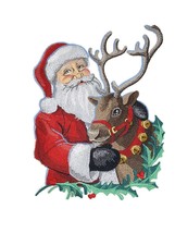 Beyond Vision Festive Christmas Magic Santa &amp; Reindeer Embroidered Iron on/Sew P - £23.35 GBP