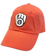 Milwaukee Brewers Orange White Throwback Relaxed Slouch Hat Cap Adult Ad... - $496.90 MXN