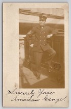 US Navy Officer American George On Ship RPPC c1915 Real Photo Postcard A49 - £15.91 GBP