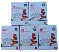 GE 100 Clear Mini String Lights White Wire Holiday Christmas Fun Lot of 5 - £31.86 GBP