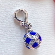 2019 Winter Collection 925 Sterling Silver Blue Christmas Ornament Dangle Charm  - £14.06 GBP