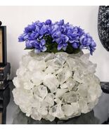 Quartz Crystal Mineral Stone Rocks Floral Vase Modern Accent Sculpture 10&quot;L - $4,604.09 MXN