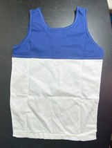 Vintage Tank Top Sleeveless Donmoor NOS Size 14 Color Block Deadstock Blue White - $4.95