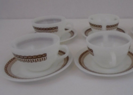 Corelle Vintage  Set Of Four Brown Design  Coffee Mugs And Saucers - $13.85