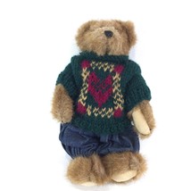 NWT Boyds Bears Jointed Plush Edmund Bear Green Sweater  w Hearts Stuffe... - £12.38 GBP