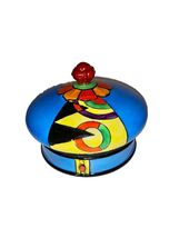 Vintage Nigoya Japan Hand Painted Dome Top Handle Trinket Box Dish 4” X ... - $18.98