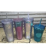 4 Starbucks Tumbler Acrylic Cold Cup Lot Diamond Prism Crystal Iridescen... - €34,48 EUR