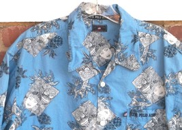 US Polo Assn XL Men&#39;s Hawaiian Shirt Beautiful Woman Tiki Pineapples Blue - $39.59