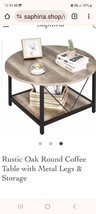 Rustic Oak Round Coffee Table - £127.09 GBP