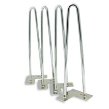 Premium Hairpin Table Legs 2 Rod 16" - Chrome Steel  - Set of 4 - £145.08 GBP