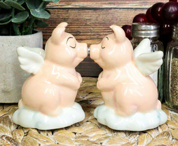 Ceramic When Pigs Fly Angel Pig Couple On Clouds Kissing Salt And Pepper... - £13.54 GBP