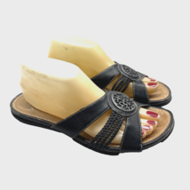YUU Slide Sandals Women’s Black Abilyn Size 8.5 M Medallion Accent Strap... - $20.52