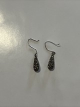 Sterling Silver .925 ATI  Rhinestone Teardrop Pierced Earrings Signed - $465.00 MXN