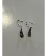 Sterling Silver .925 ATI  Rhinestone Teardrop Pierced Earrings Signed - $469.95 MXN