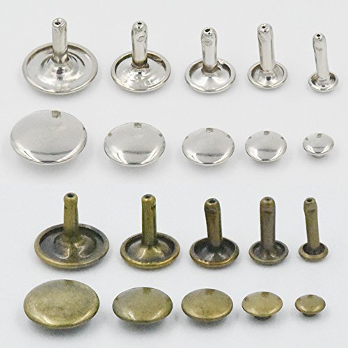 Bluemoona 200 Sets - Double Round Cap Rivet Stud Leather 12mm 1/2" Nickel